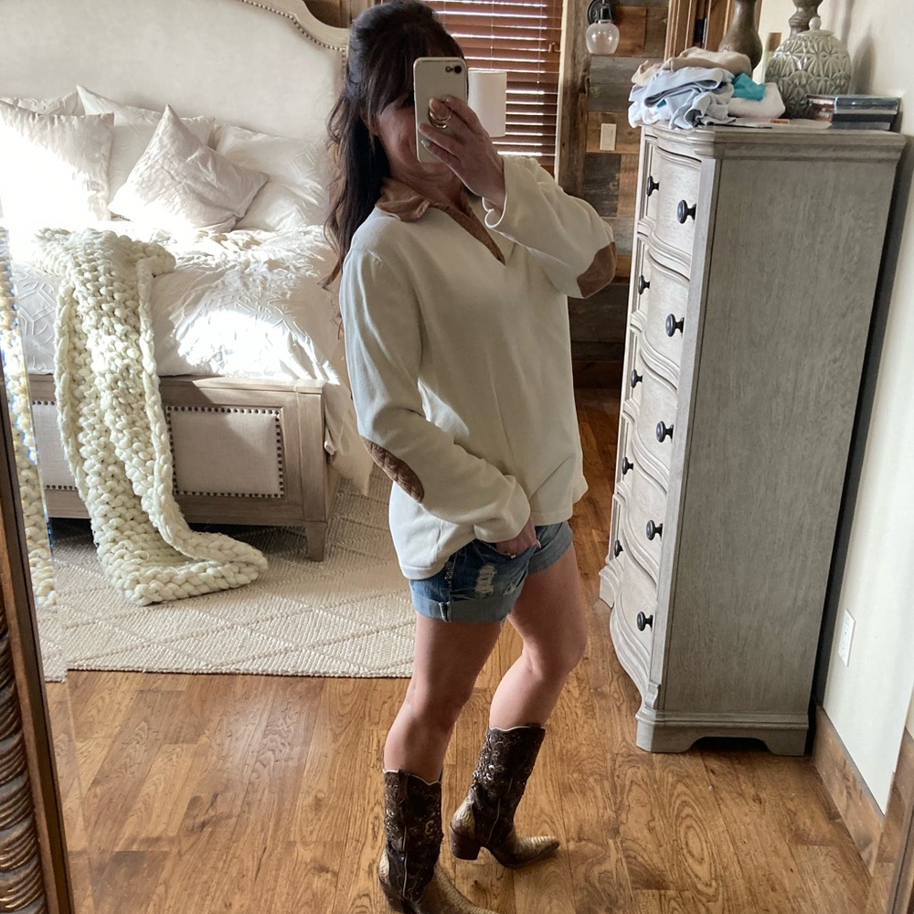 Vintage 90s Lauren Ralph Lauren Knit Cotton V Neck Western Retro Sweater Top - Picture 2 of 11